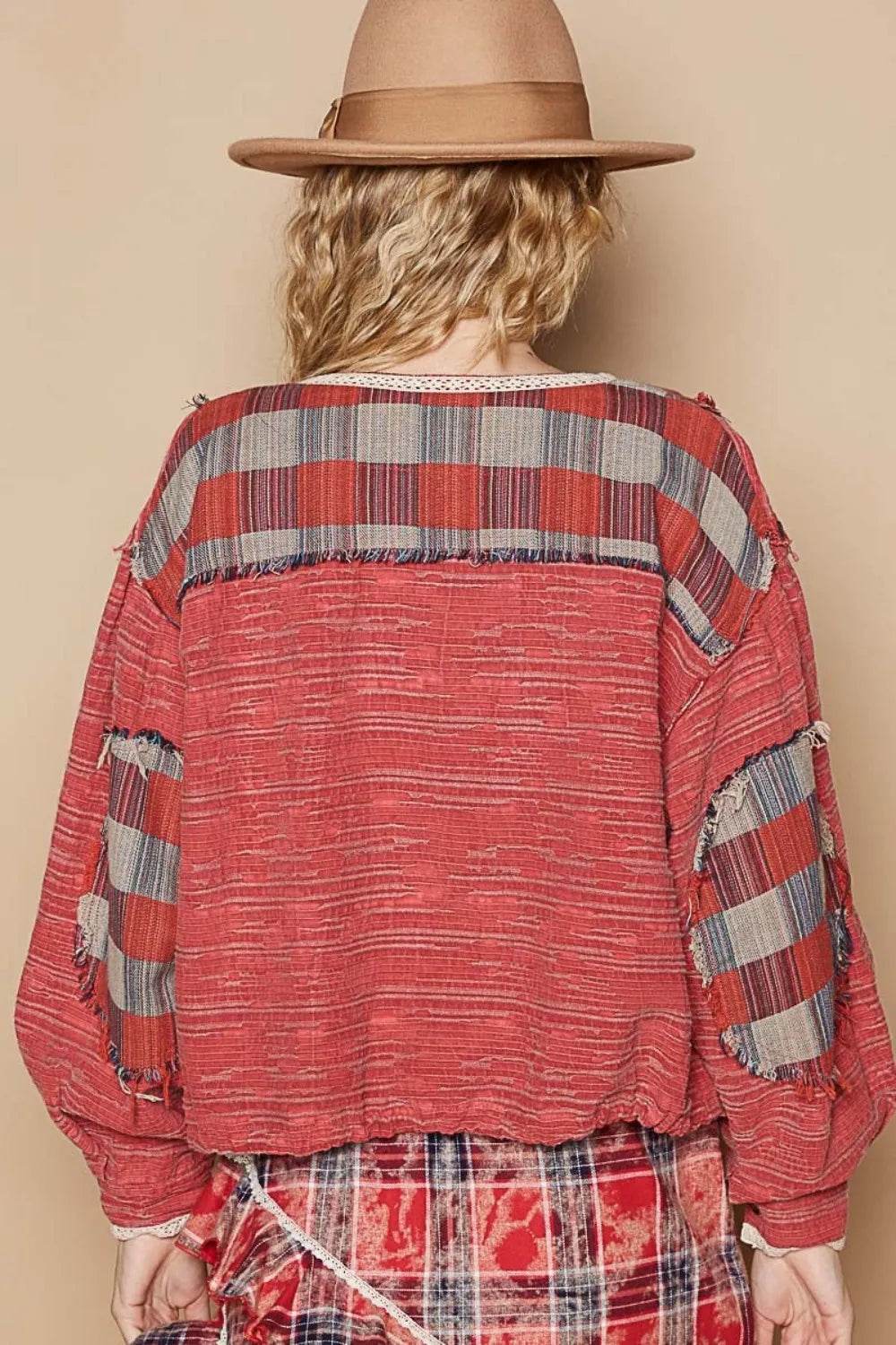 POL Round Neck Long Sleeve Plaid Shirt Trendsi 39585b38-9372-4ba7-8905-e72a5fd5ced5-Max