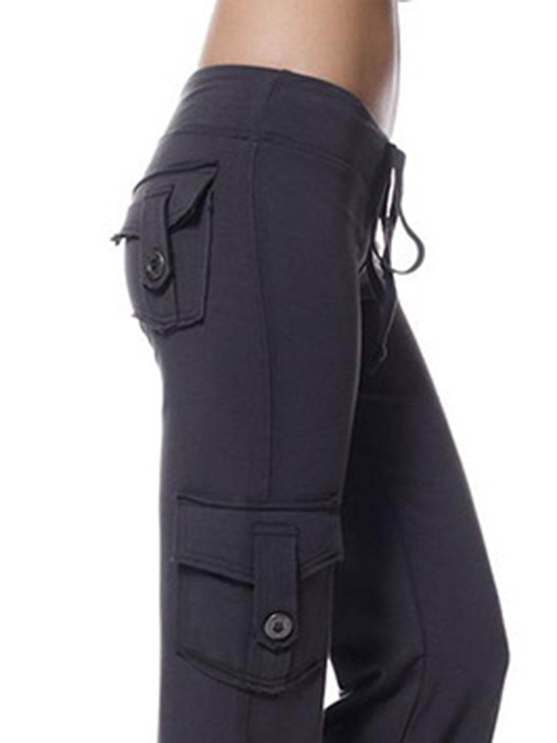 Mid Waist Pants with Pockets Trendsi 395c8281b2794708940fd78457e4af82-Max