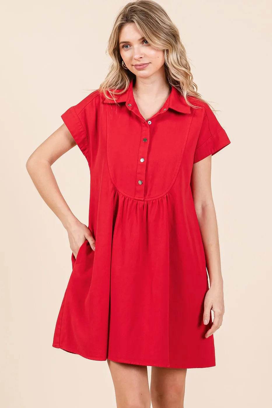 Mittoshop Twill Short Sleeve Collared Mini Dress RED Trendsi 3971256f77544e34a0388f50c021c13f-Max-Origin