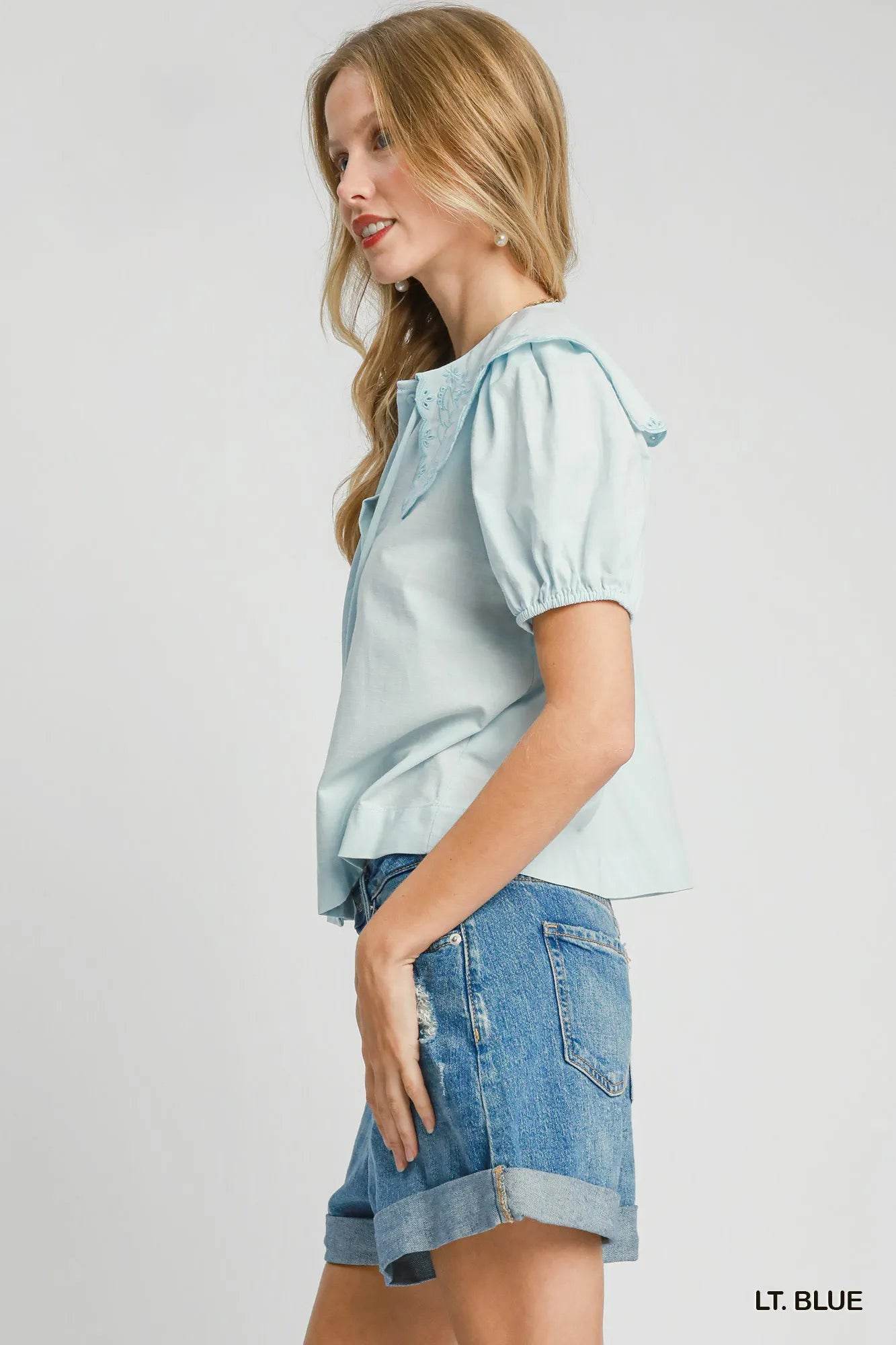 Umgee Tied Collared Short Sleeve Button Down Shirt Trendsi 397760a1-e65d-4f2c-8521-6df9657bf54b-Max-Origin
