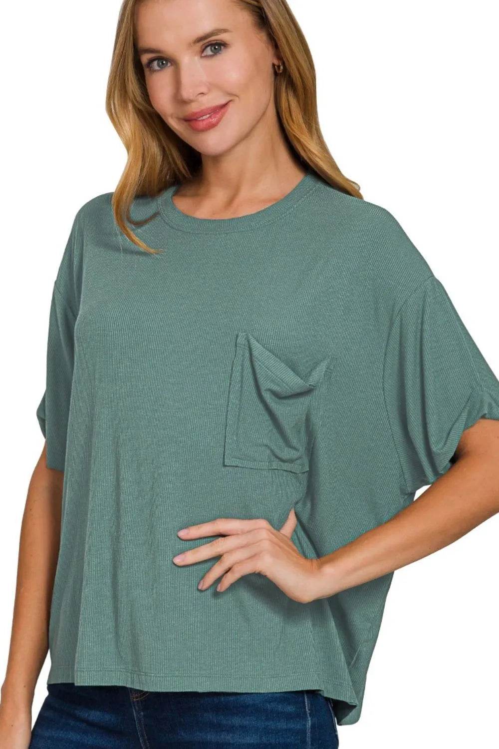 Zenana Oversized Ribbed Round Neck Short Sleeve Tee ASH JADE Trendsi 39afdb3b-199b-4ec5-9533-1b4e42860887-Max-Origin