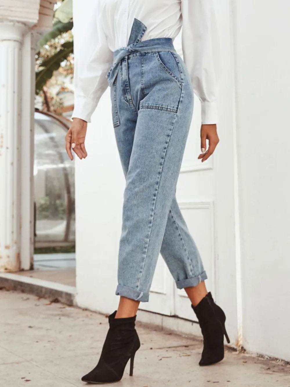 Tied Straight Leg Jeans with Pockets Trendsi 39c84054-e87b-4f69-900e-6ae6758e0af7-Max