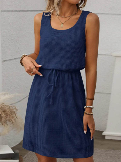 Waffle-Knit Drawstring Mini Tank Dress Trendsi 3a0fa139-4893-4a8a-a448-4882c6556737-Max