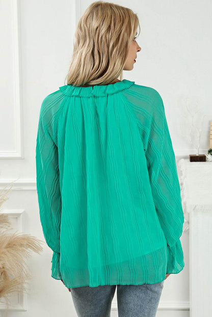 Round Neck Flounce Sleeve Blouse Trendsi 3a5ed9530ba146858845076feb567e6d-Max