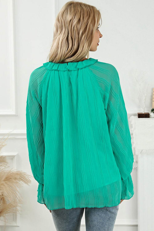 Round Neck Flounce Sleeve Blouse Trendsi 3a5ed9530ba146858845076feb567e6d-Max