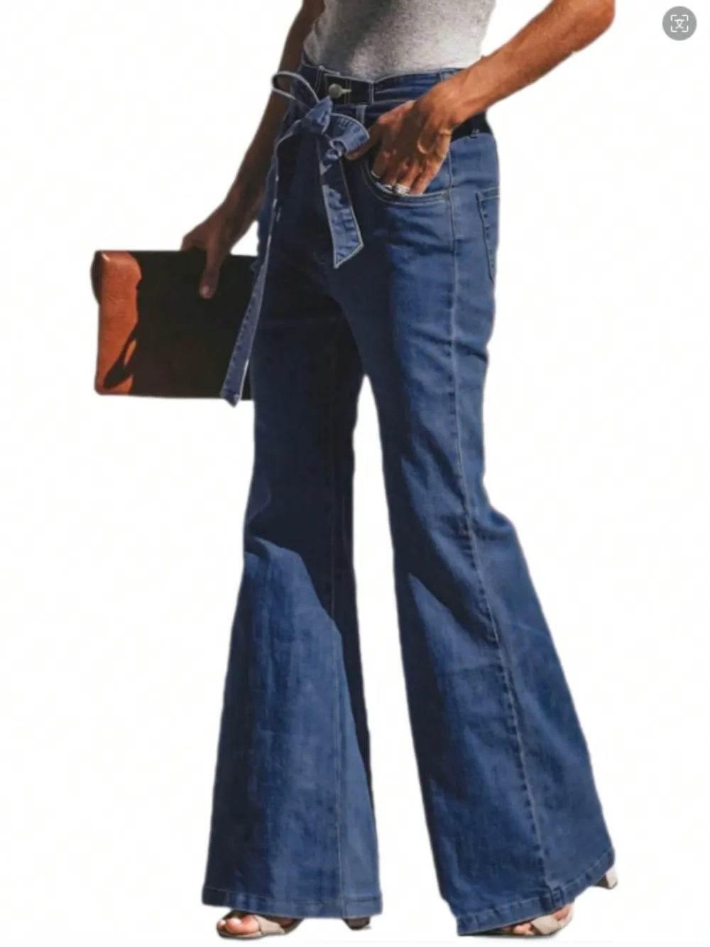 Tied Flare Jeans with Pockets Trendsi 3a5f1163-7c5f-4c46-bf37-51be9dedc2ef-Max