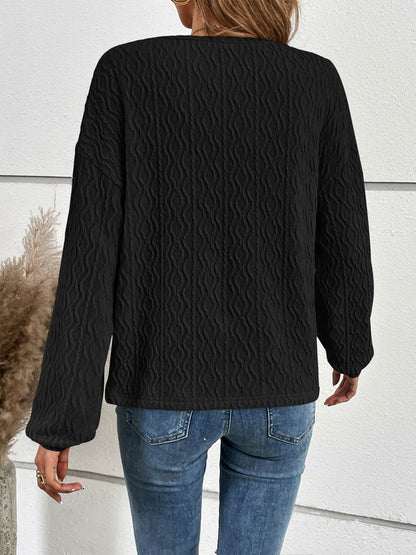 Ivy Lane Half Button Long Sleeve Top Trendsi 3a628b76778a4f4dacfa6e023081c439-Max