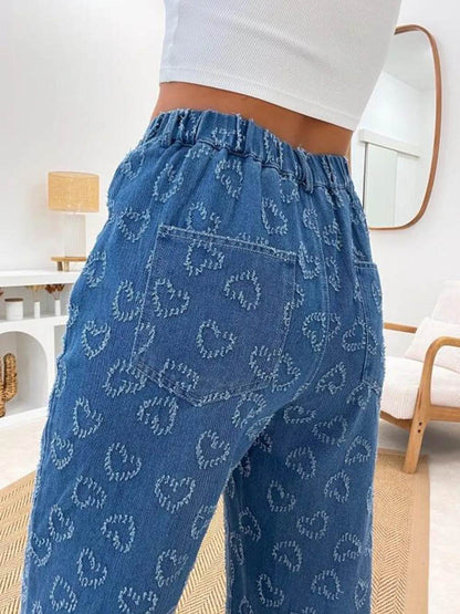 Heart Washed straight Leg Jeans Trendsi 3a6df99e-32cf-4c00-a9f1-28a3e52c1b4c-Max