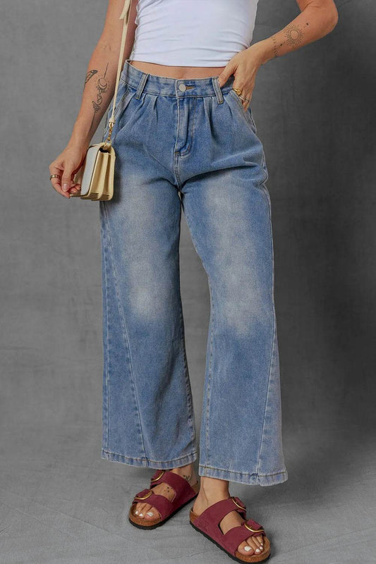 High-Waist Wide Leg Pleated Denim Jeans Medium Trendsi 3ab9b917-ac37-4352-8255-090372bc9f5c-Max-Origin