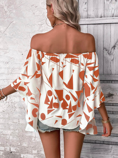 Printed Off-Shoulder Bell Sleeve Blouse Trendsi 3ad3e576fade4c718395f8372cf293f1-Max