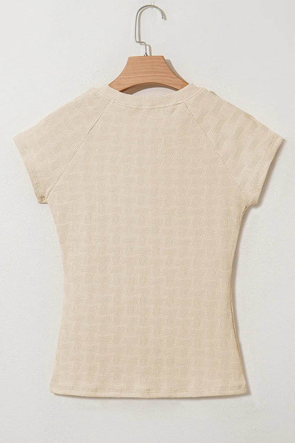 Textured Crew Neck Cap Sleeve Slim T Shirt Trendsi 3b18074e-0480-4168-a25c-d9c489089a05-Max-Origin