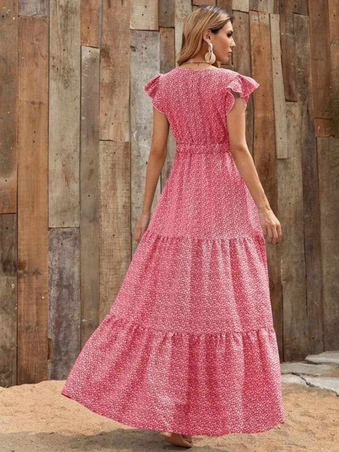 Printed V-Neck Ruffled Cap Sleeve Maxi Dress Trendsi 3b53ea6c-da07-4b26-ab45-81609b4bef1a-Max-Origin