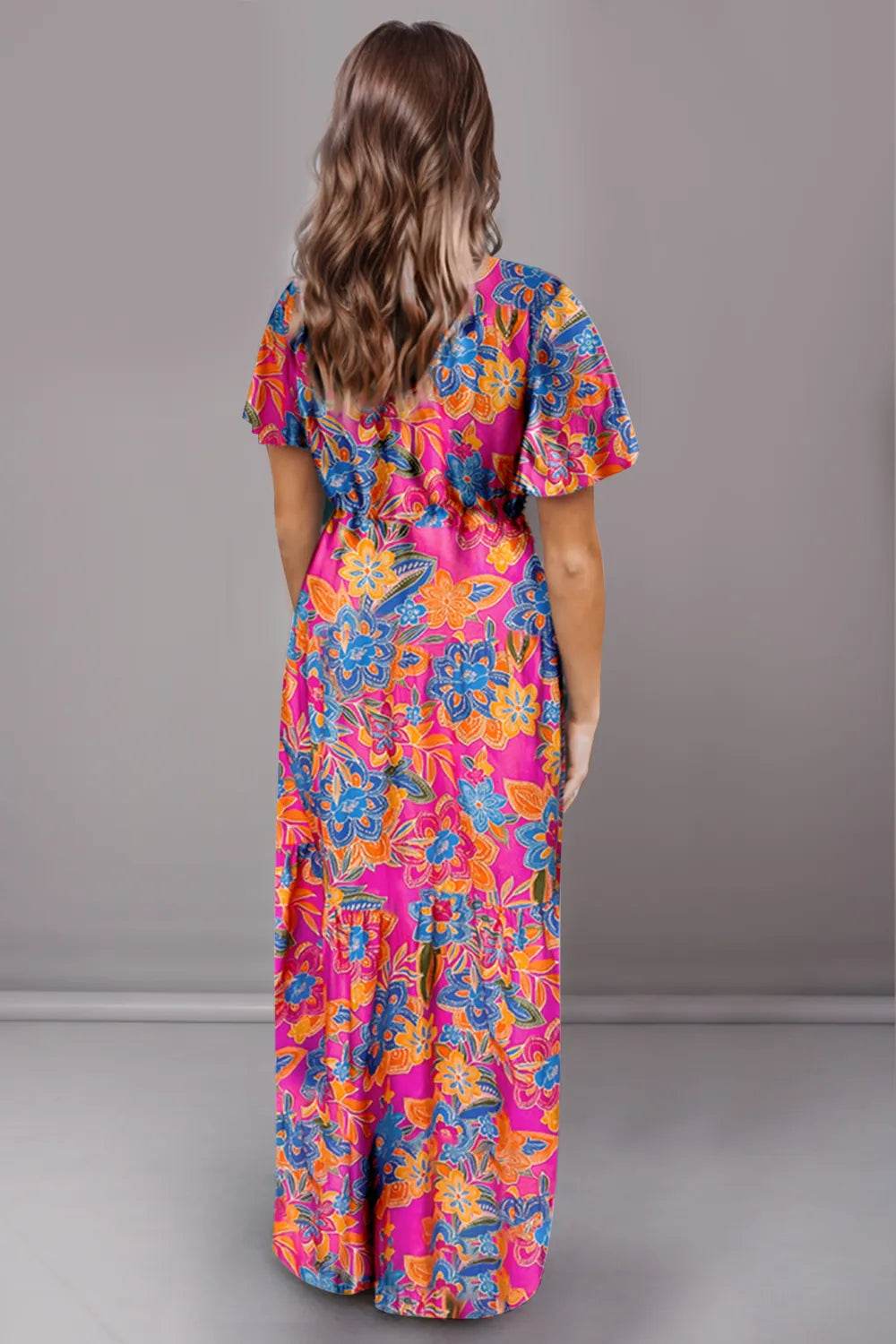 Printed Surplice Short Sleeve Maxi Dress Trendsi 3b575056-8768-4143-9855-8d05a302833b-Max