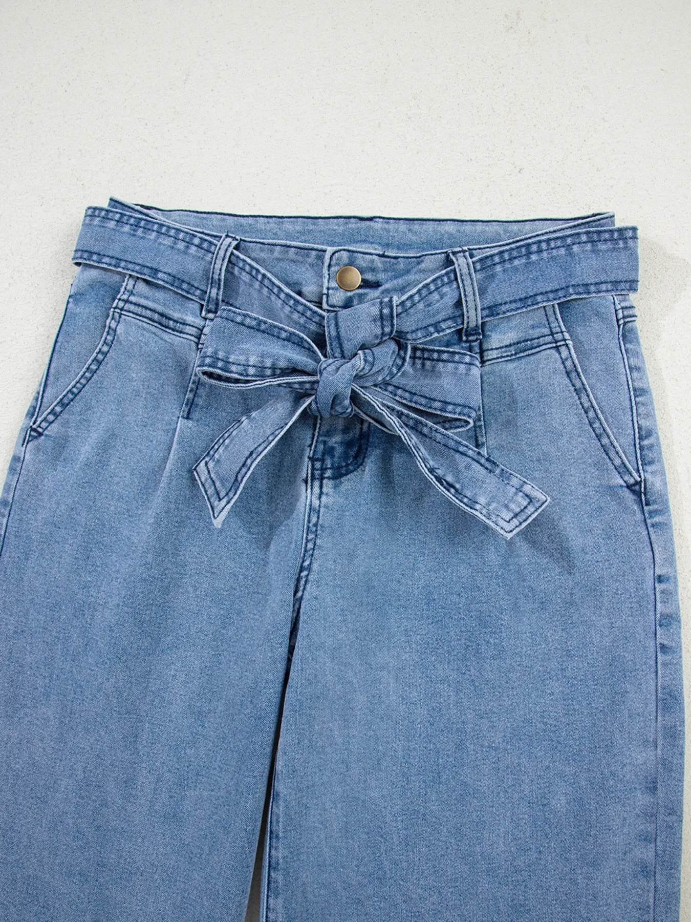 High Waisted Wide Leg Belted Jeans Trendsi 3b95f059944343c3af781d11bfb939f8-Max-Origin
