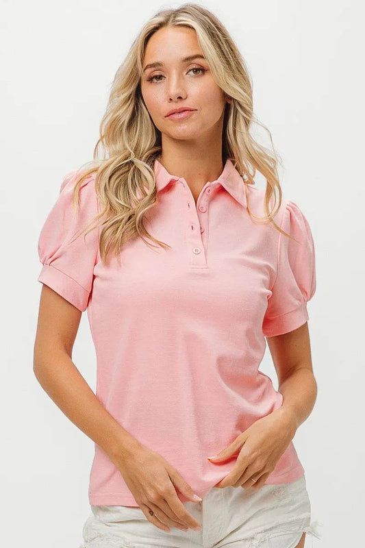 BiBi Short Puff Sleeve Pique Shirt Trendsi 3b9f90a860924fe7a65e9c3b3d092a34-Max-Origin