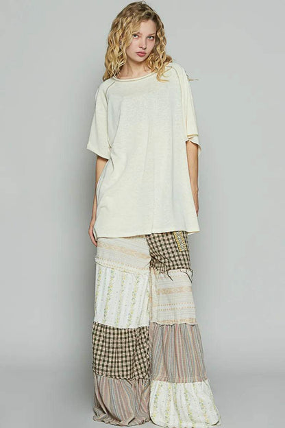 POL Contrast Stitching Half Sleeve Oversized T-Shirt Trendsi 3bef1ee6-321f-4601-92ce-56583b4757ab-Max-Origin
