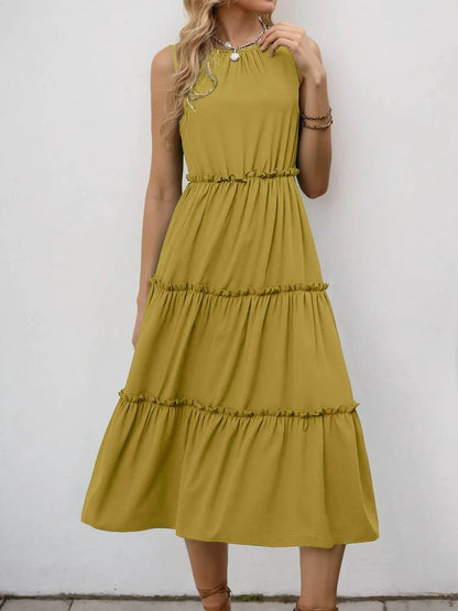 Frill Tiered Midi Dress Chartreuse Trendsi 3c053104-5871-4f9a-949e-e175c048be70-Max-Origin