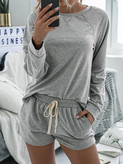 Round Neck Raglan Sleeve Top and Shorts Lounge Set Trendsi 3c2904c14f3e4437826b1ed72a8a0ab9-Max-Origin