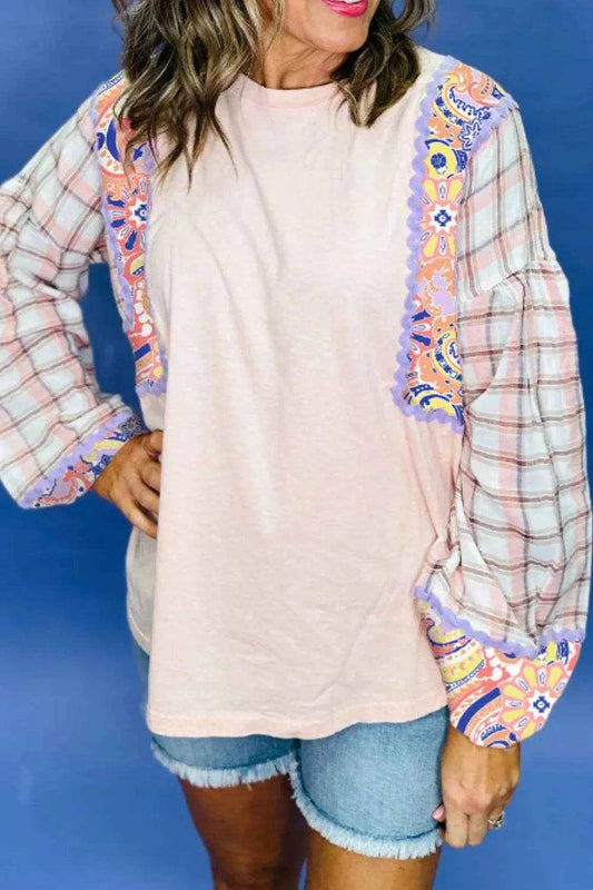 Paisley Print Plaid Long Sleeve Oversized Top Blush Pink Trendsi 3c37588d-2c4b-4138-9adc-9b65a6da1b58-Max-Origin