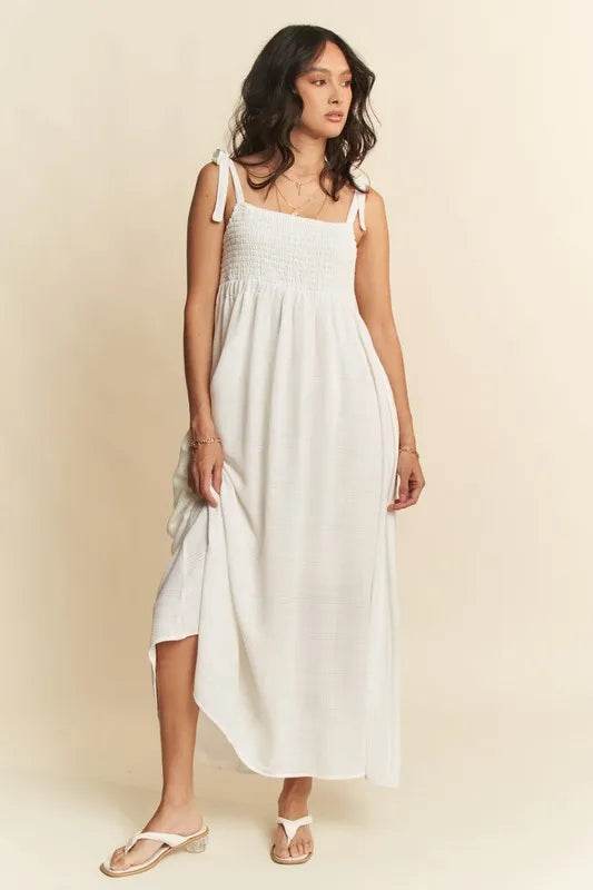 Davi & Dani Smocked Sleeveless Maxi Cami Dress White Trendsi 3c6c923e2c7d4bda8ebb92eaaa181d71-Max-Origin