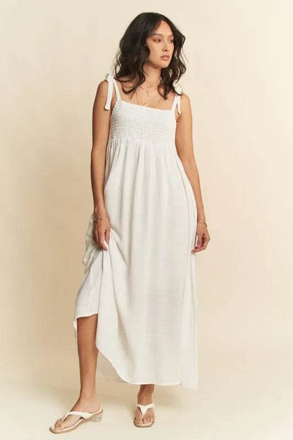 Davi & Dani Smocked Sleeveless Maxi Cami Dress White Trendsi 3c6c923e2c7d4bda8ebb92eaaa181d71-Max-Origin