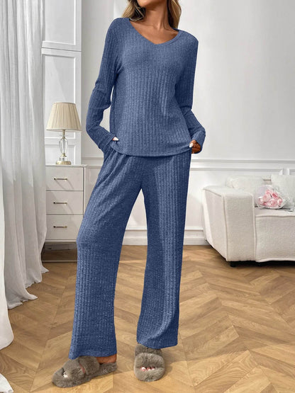 Ribbed Long Sleeve Top and Pants Lounge Set Blue Trendsi 3cac4e29dd4e4c9a8054e7e773ed0024-Max-Origin