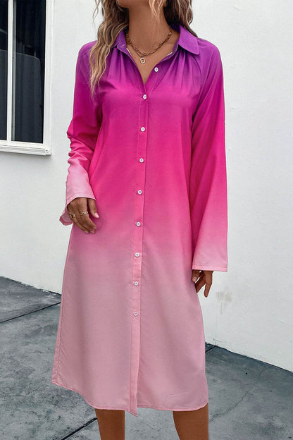 Perfee Gradient Long Sleeve Shirt Dress Trendsi 3cdd8a97796f4ac8912f537319f23619-Max