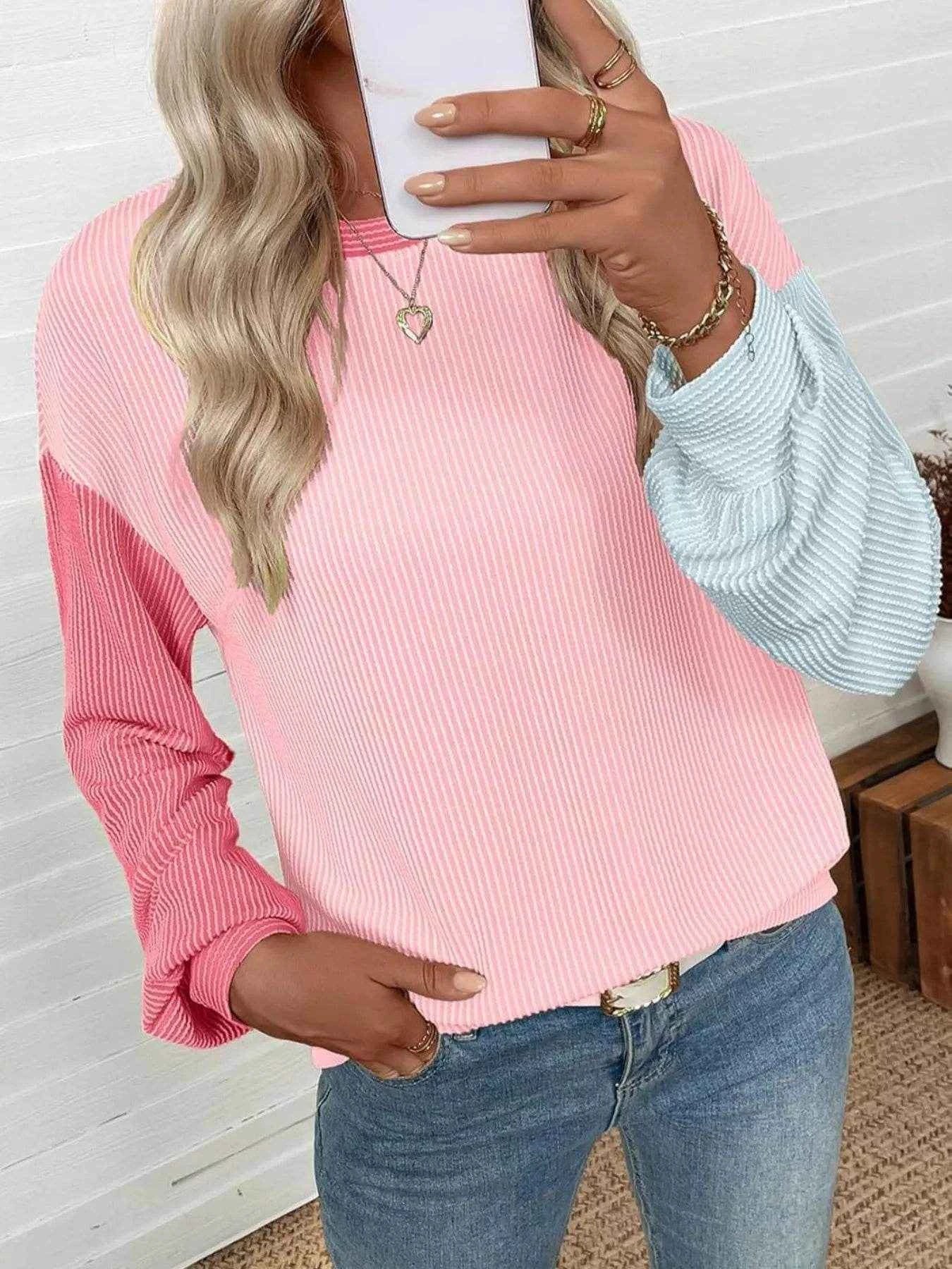 Color Block Ribbed Long Sleeve T-Shirt Trendsi 3cf44f12-c462-4209-bf03-dbaa348bd828-Max-Origin