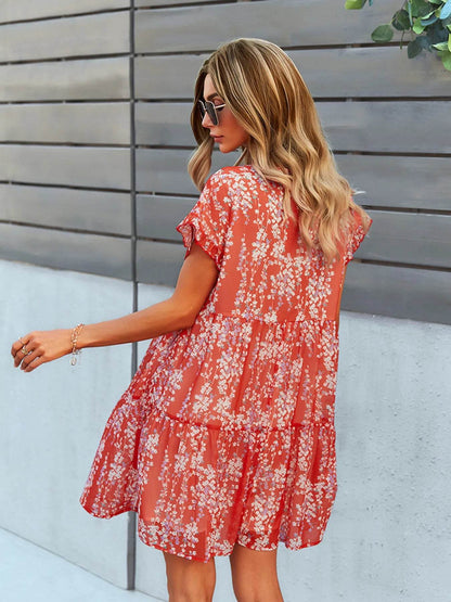 Floral Print V-Neck Ruffle Tiered Summer Mini Dress Trendsi 3d30b441238b41a39500f40c9caa67ad-Max-Origin