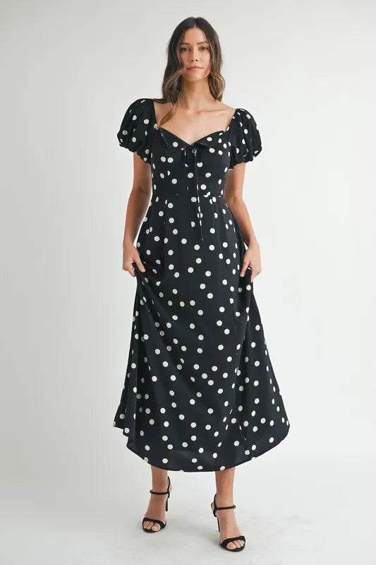 MABLE Polka Dot Puff Sleeve Midi Dress Black Trendsi 3d369aae26194600ba5fd4affc5b58a4-Max-Origin