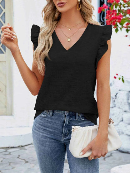 V-Neck Ruffled Sleeve Top Trendsi 3de07dc1-1c63-4aaa-9804-4207a9034c66-Max-Origin