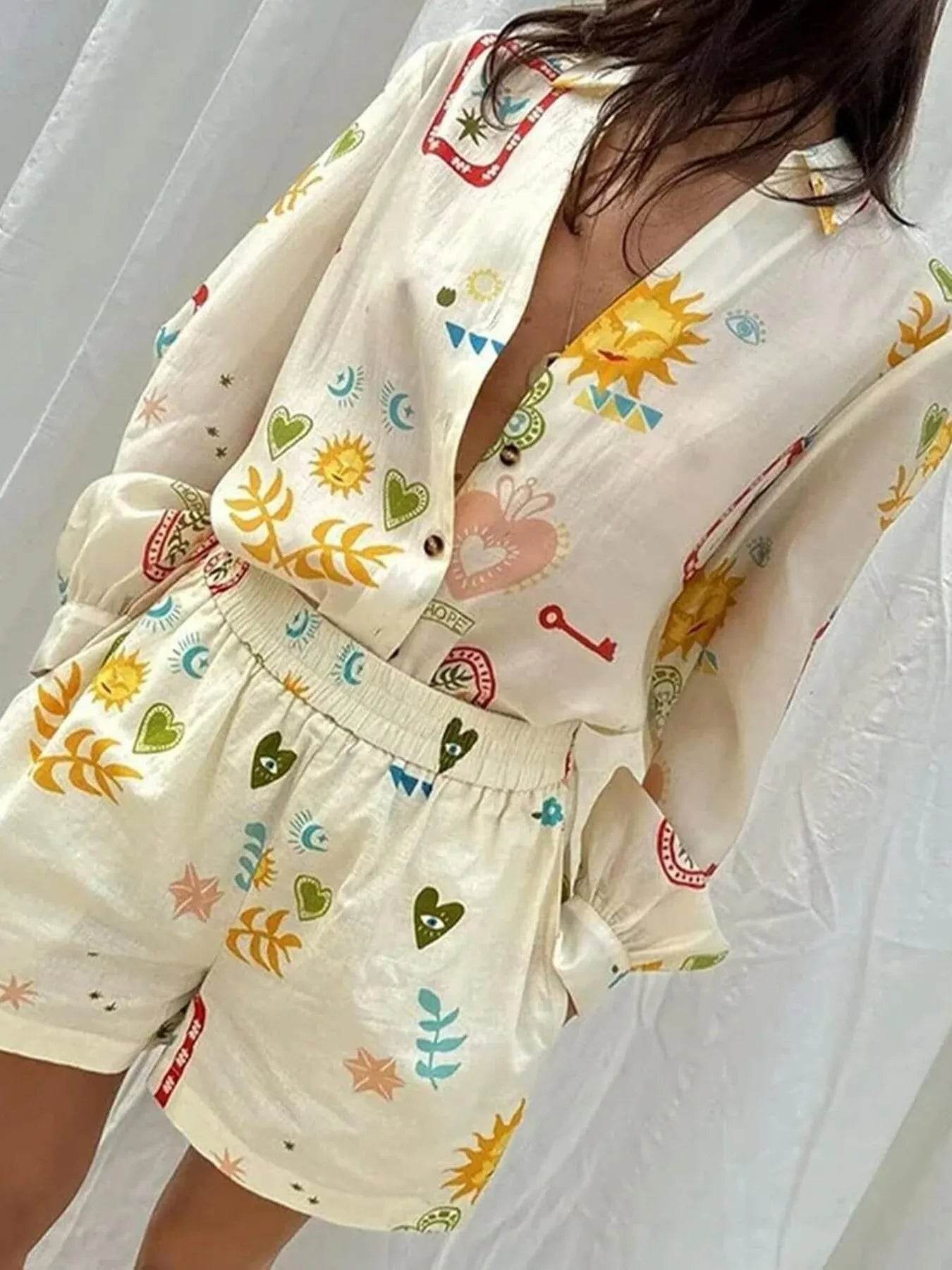 Button Up Long Sleeve Shirt and Shorts Set Beige Trendsi 3e034adfdf394630b97c3102d11db237-Max-Origin