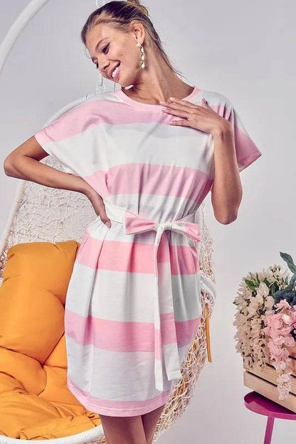 BiBi Tie Front Striped Short Sleeve Dress Trendsi 3e0c38c4-6d1f-4fac-8373-fd3bb1313dc1-Max-Origin