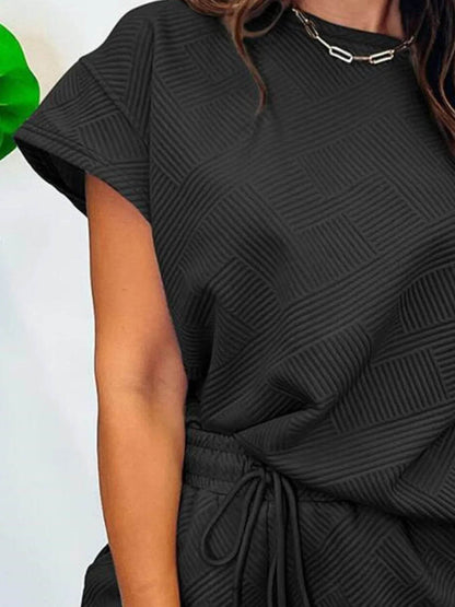Textured Round Neck Top and Shorts Two-Piece Set Trendsi 3e1f4ef5-e72e-4ae6-8e7d-0b562717f496-Max-Origin