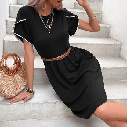 Perfee Round Neck Petal Sleeve Dress with Pockets Trendsi 3e374c73bc034c5793d557d4bd4161f1-Max
