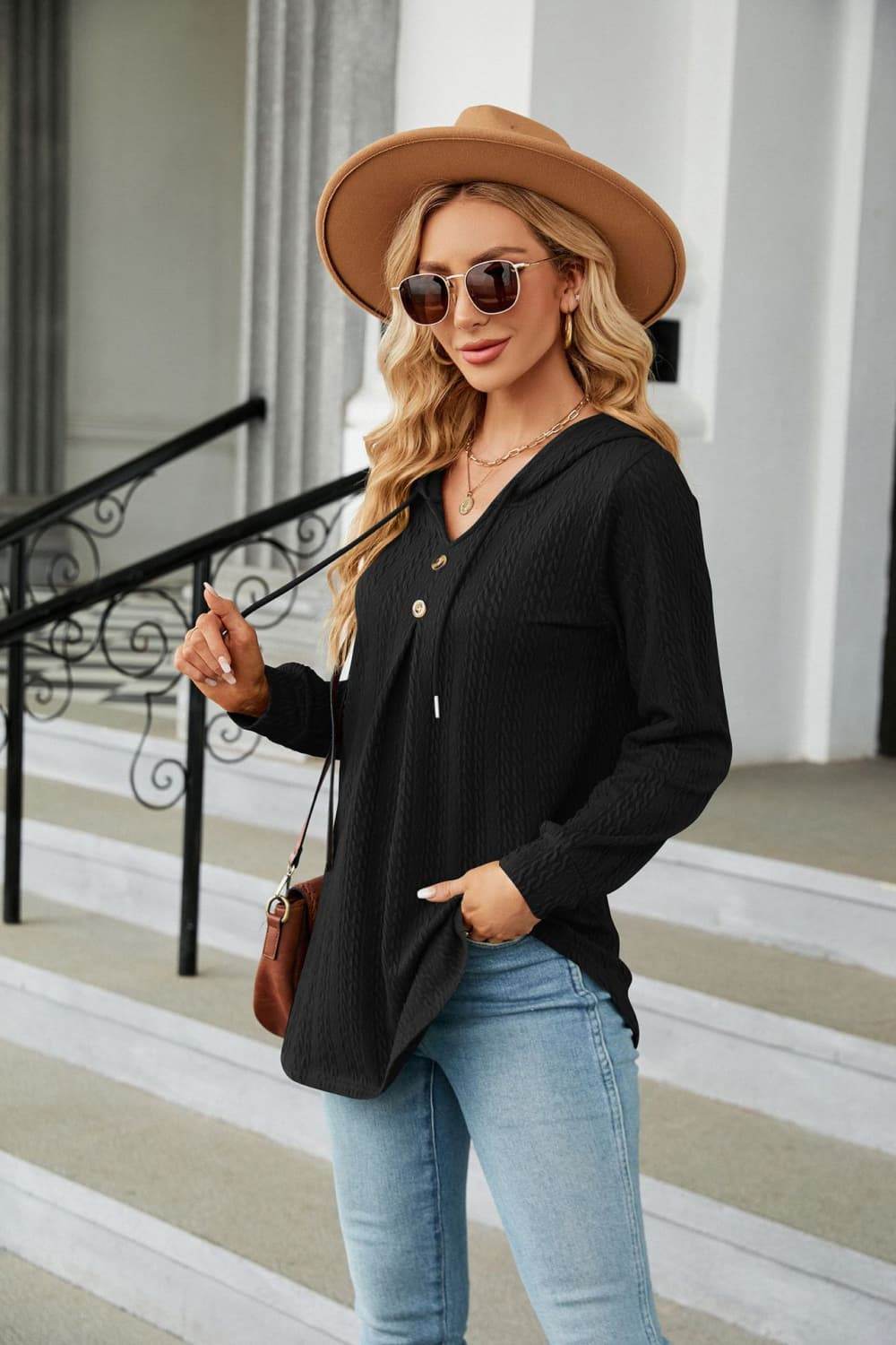 Long Sleeve Hooded Blouse Trendsi 3e473c9504744af4bc795ebded97a6e5-Max