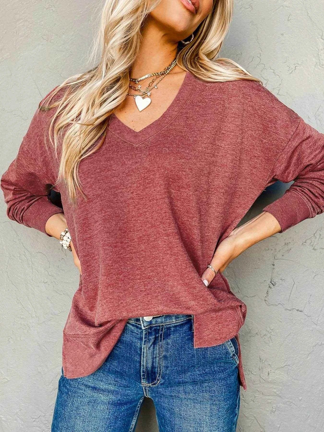 V-Neck Casual Long Sleeve T-Shirt Trendsi 3e5717b7-7321-4978-aec2-22c1d20af944-Max-Origin