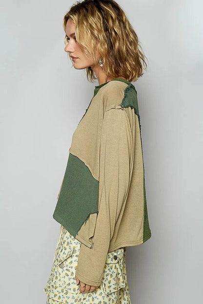 POL Color Block Notched Long Sleeve T-Shirt Trendsi 3e910868-5ffa-4145-8e6b-082a847c24af-Max-Origin