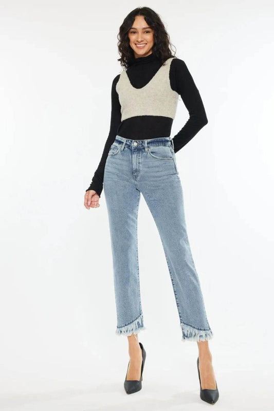 Kancan Raw Hem High Rise Straight Jeans Medium Trendsi 3e926ca5-2db7-48fe-a2ac-e698c3d8b02f-Max