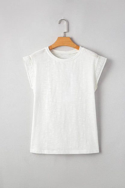 Lace Patchwork Cap Sleeve Round Neck T Shirt Trendsi 3ebcdbfd-c9df-4db7-b6d6-cdf98a4e61b1-Max-Origin