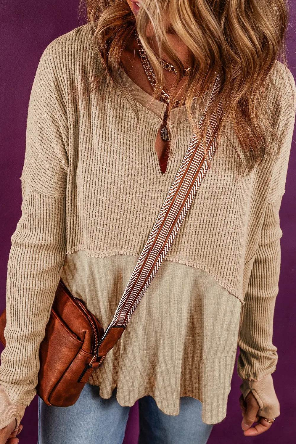 Notched Neck Long Sleeve Slit Blouse Trendsi 3ebea0b8c642475da9c420871e786348-Max