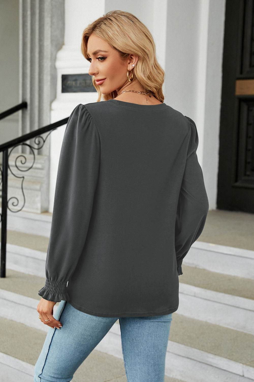 Round Neck Smocked Flounce Sleeve Blouse Trendsi 3ecf9fe51c2b41c99cbfdeaa69e9a5a5-Max