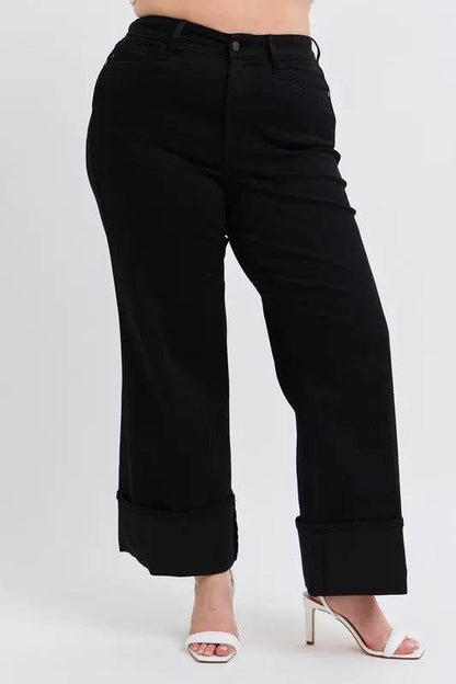 Judy Blue Full Size High Waist Reto Wide Leg W/ Cuff Plus Size Trendsi 3ef4e2b7-7ada-4179-8e5d-a659568cbc51-Max-Origin