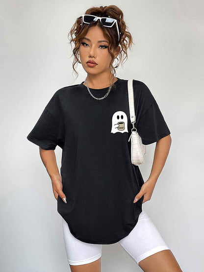 Round Neck Short Sleeve Ghost Graphic T-Shirt Trendsi 3f800db36d6942b9b0a7d258836b912c-Max