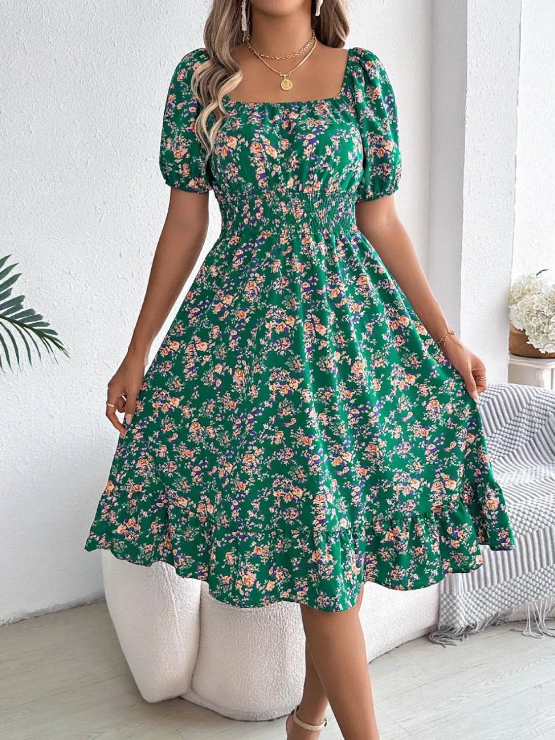 Ruffled Hem Floral Puff Sleeve Dress Trendsi 3f95c4b9-1776-48bc-a2f1-4506599cd6c8-Max-Origin