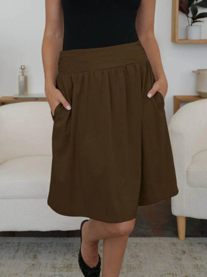 FAM-FAM Elastic Waist Skirt with Pockets Trendsi 3fab5b3a-63c0-41f7-b5b2-030eefec0ca2-Max