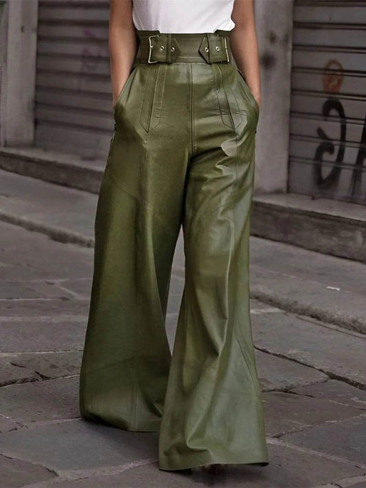 Half Elastic Waist Wide Leg Pants Moss Trendsi 3fd4919c-b701-4df8-ba18-a39f3da5358e-Max
