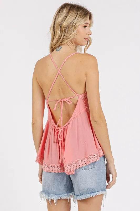 Mittoshop Crisscross Back Lace Detail V-Neck Cami Trendsi 3ff26f75-887a-4295-8f03-7fd1252aa62e-Max