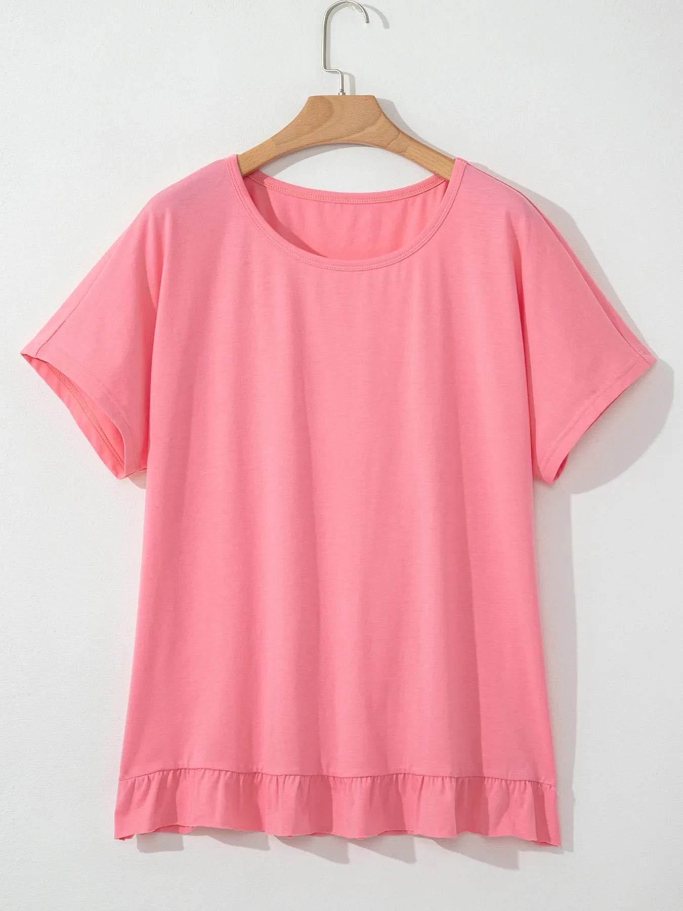 Ruffle Hem Round Neck Relaxed T-Shirt Trendsi 4012b8179c3443d28a6d39e7367e1252-Max-Origin