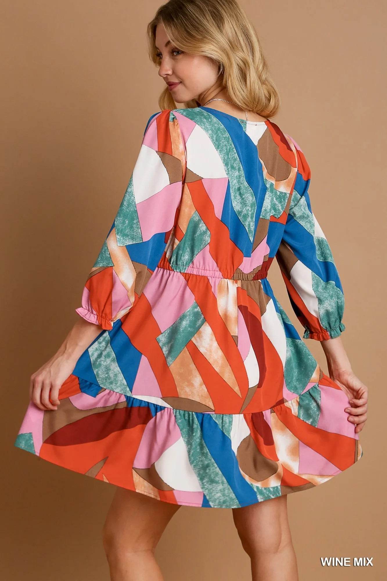 Umgee Abstract V-Neck Tiered Printed Dress Trendsi 4032ceb9-d9e4-41dd-a475-d84b4efe779c-Max-Origin